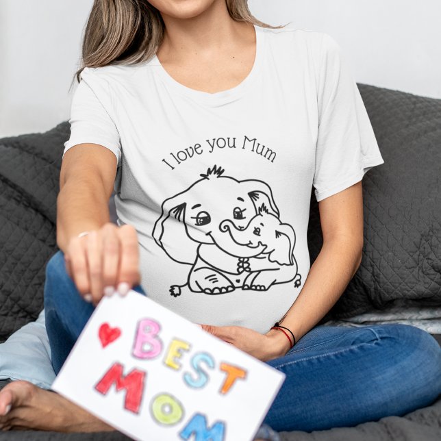 Camiseta Personalizada la Mamá de elefantes y el Día de la  (Elephant Mum & Me Mother's Day personalized T-Shirt)