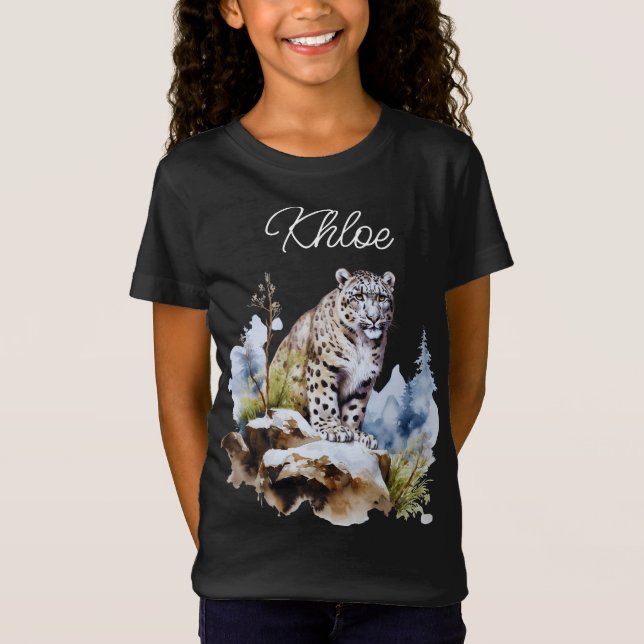 Camiseta Personalizada la montaña de invierno Snow Leopard (Anverso)