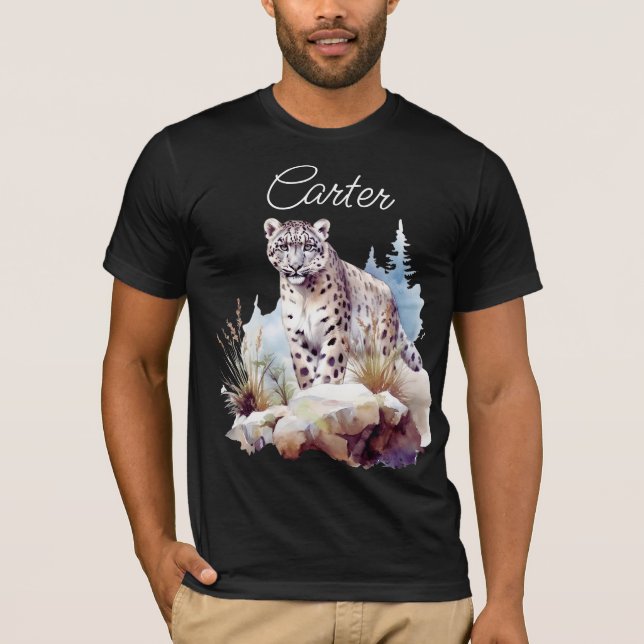 Camiseta Personalizada la montaña de invierno Snow Leopard (Anverso)