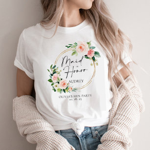 Camiseta Personalizada La Mujer Floral De Rubor Maid Of Hon