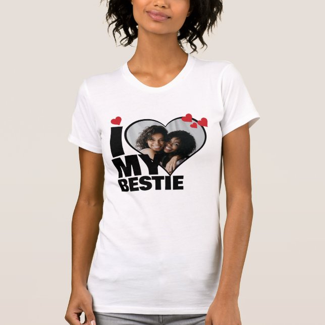 Camiseta Personalizada Me Encanta Mi Bestie Heart Photo (Anverso)