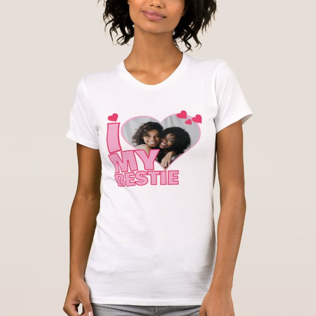 Camiseta Personalizada Me Encanta Mi Bestie Heart Photo (Anverso)