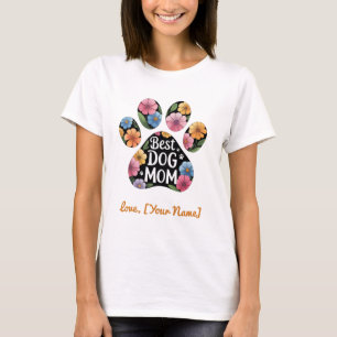 Camiseta Personalizada Mejor Mamá Perro Floral Pata