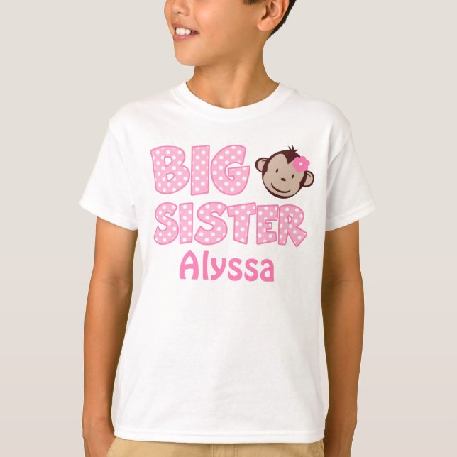 Camiseta personalizada mono de la hermana grande (Anverso)