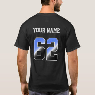 Camiseta personalizada número azul personalizado 6