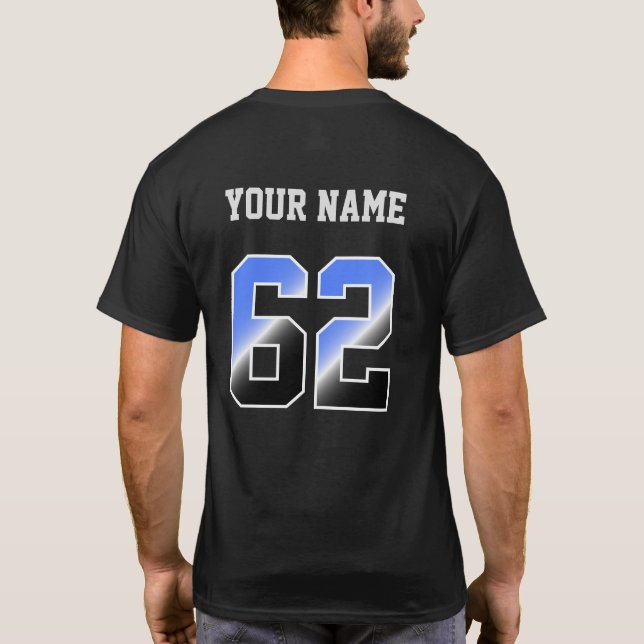 Camiseta personalizada número azul personalizado 6 (Reverso)