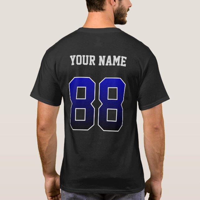Camiseta personalizada número azul personalizado 8 (Reverso)