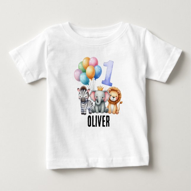 Camiseta personalizada para bebé niño cumpleaños 1 (Anverso)