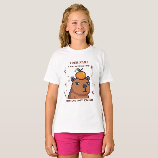 Camiseta personalizada Pixel Capybara — Nombre per (Anverso completo)