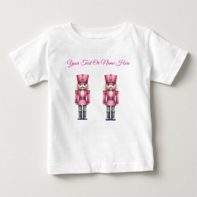 Camiseta personalizada rosa de Navidad para bebé J (Anverso)