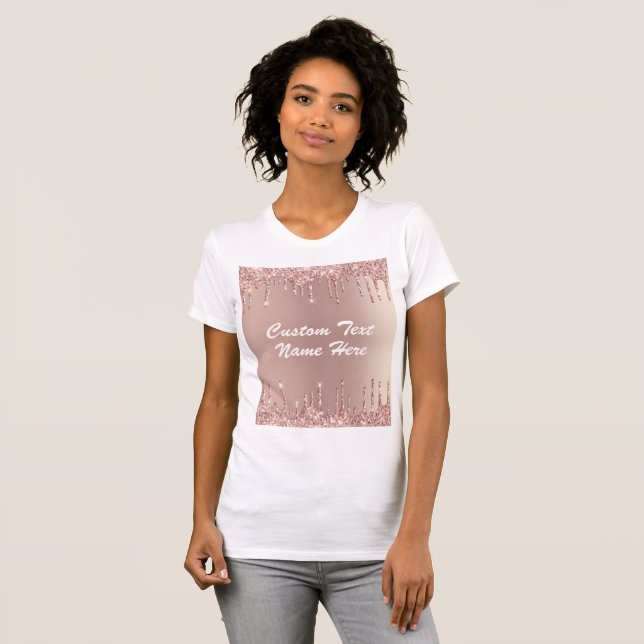 Camiseta personalizada Rosa Gold Purpurina Rubor (Anverso completo)