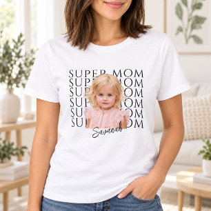 Camiseta Personalizada Super Mamá con Foto y Nombr
