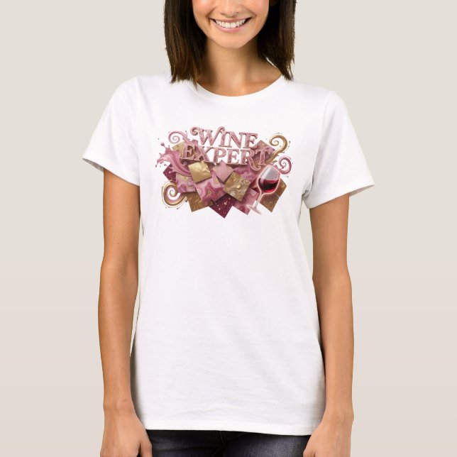Camiseta personalizada WINE EXPERT rosa Snappy (Anverso)