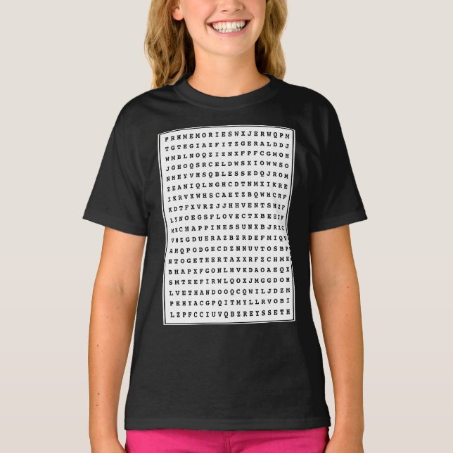 Camiseta Personalizado 12 hijos de Word Family Search (Anverso)