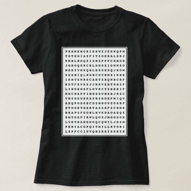 Camiseta Personalizado 12 Word Family Word Search Mom (Diseño del anverso)