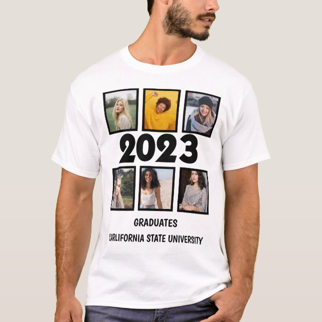 Camiseta Personalizado 2023 Grados 6 Collage de fotos (Anverso)