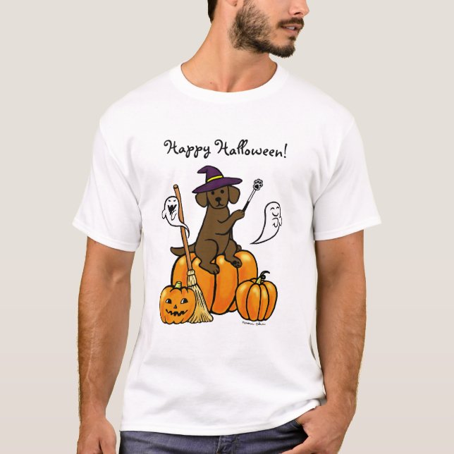 Camiseta Personalizado 2 de Halloween Chocolate Labrador (Anverso)