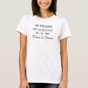 Camiseta Personalizado 30 Aniversario Para Pareja a juego