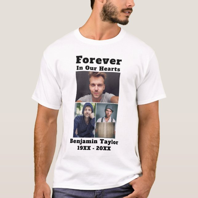 Camiseta Personalizado 3 Collage de fotos Para Siempre En N (Anverso)