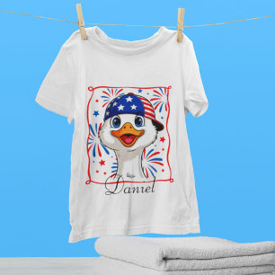 Camiseta Personalizado 4 de julio Goose Boy Patriotic USA