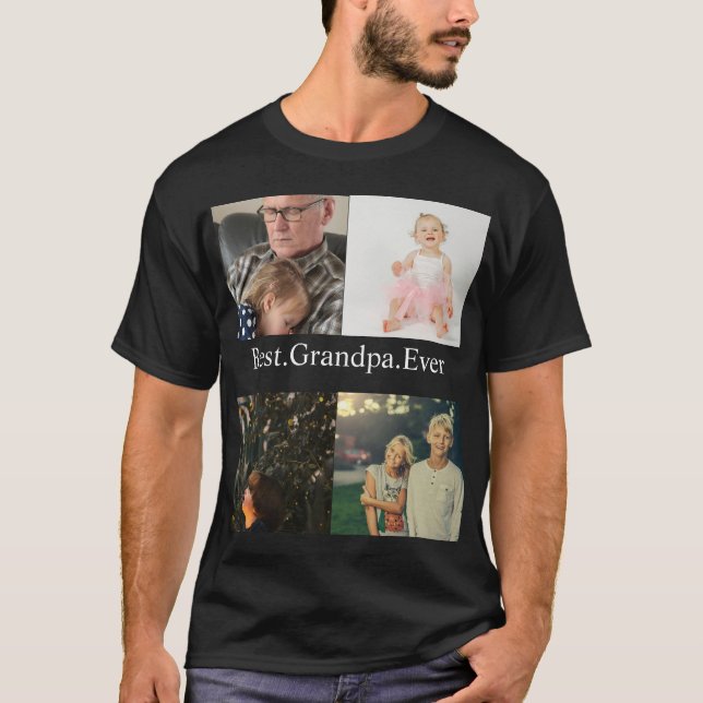 Camiseta Personalizado 4 Mejor Abuelo Collage de fotos (Anverso)