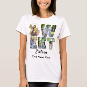 Camiseta Personalizado 5 foto dulce dieciséis letras de for