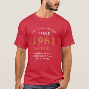 Camiseta Personalizado 60º cumpleaños 1961 Dorado Red Dad