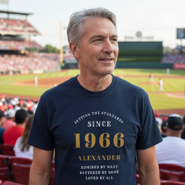 Camiseta Personalizado 60 cumpleaños 1966 Nombre Oro Azul