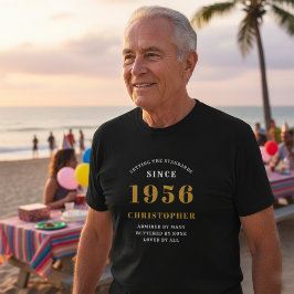 Camiseta Personalizado 70 cumpleaños 1956 Nombre Oro Negro
