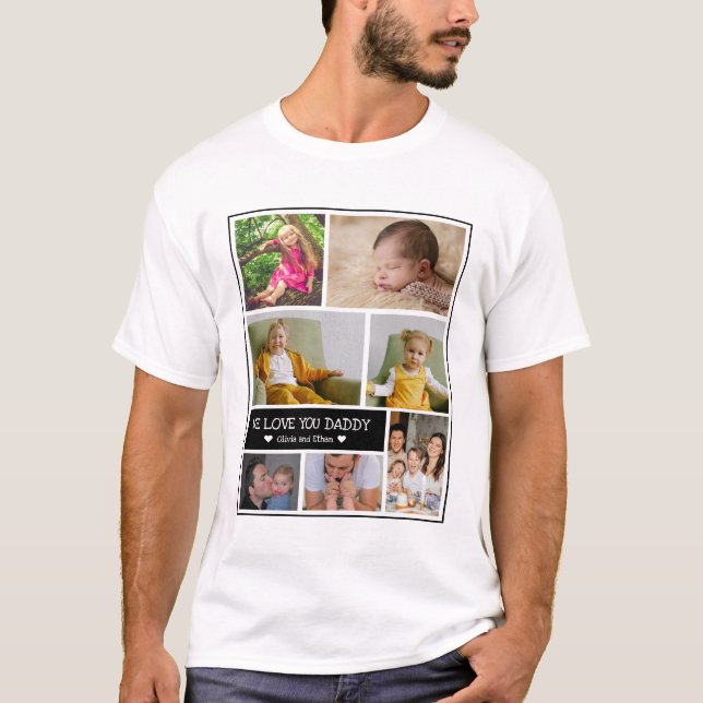 Camiseta Personalizado 7 Collage de fotos te queremos papá  (Anverso)