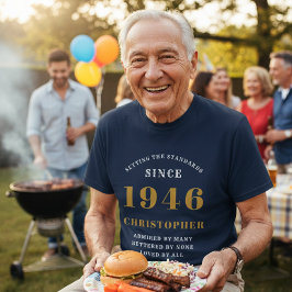 Camiseta Personalizado 80 cumpleaños 1946 Nombre Oro Negro