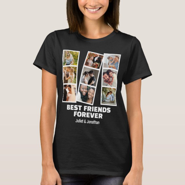 Camiseta Personalizado 9 Collage de fotos y mejor amigo par (Anverso)
