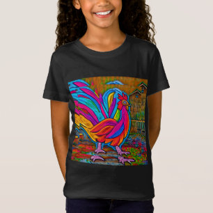 Camiseta Personalizado Abstracto Colorido Bar Rooster