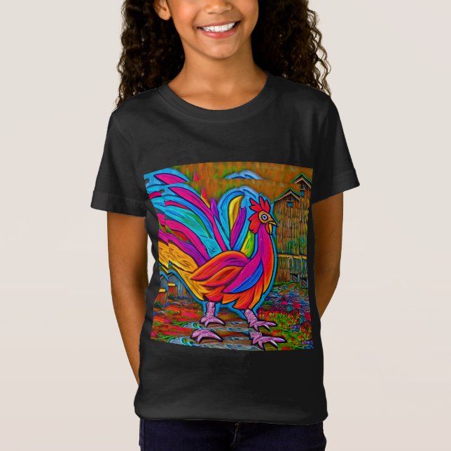 Camiseta Personalizado Abstracto Colorido Bar Rooster (Anverso)