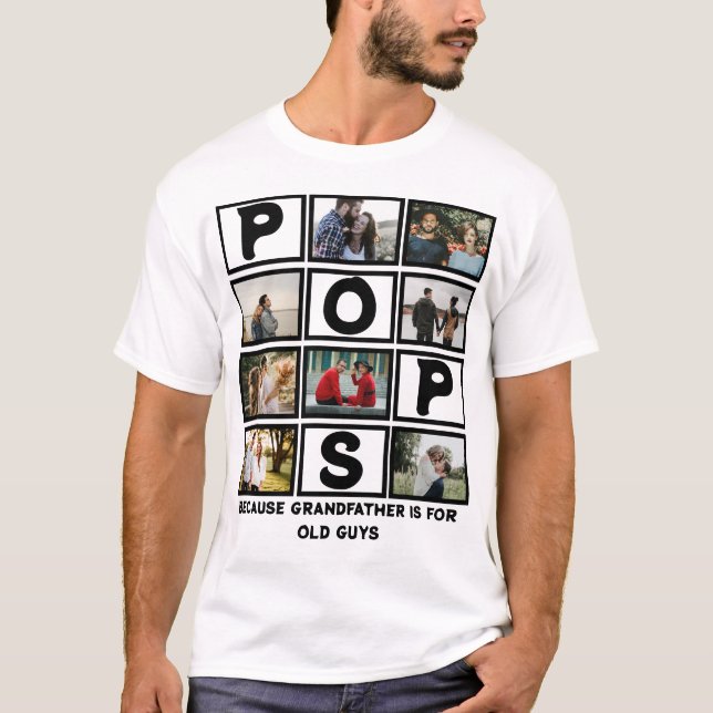 Camiseta Personalizado Abuelo Moderno Pops 8 Collage de fot (Anverso)