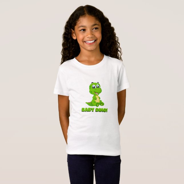 Camiseta Personalizado Adorable Green Baby Dino - Dinosauri (Anverso completo)