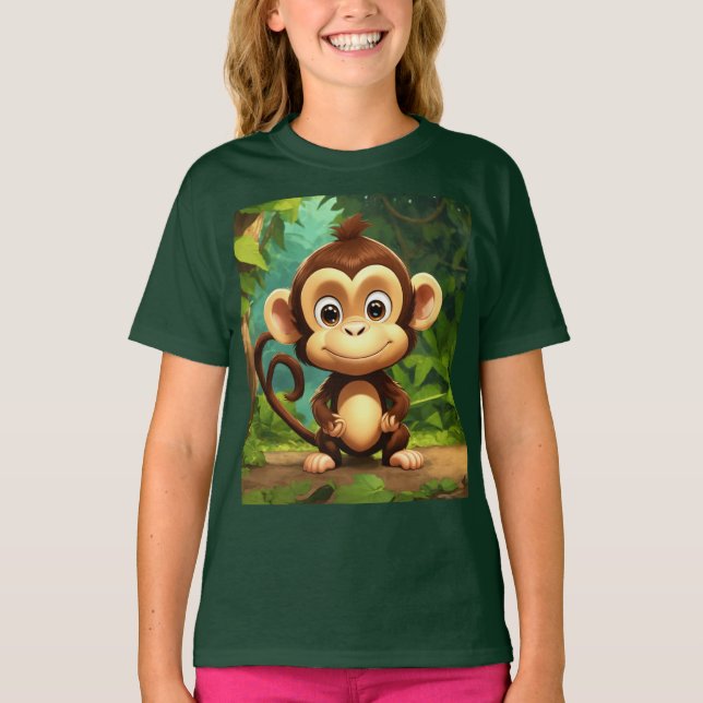 Camiseta Personalizado Adorable Monkey Baby Fine Kids Jerse (Anverso)