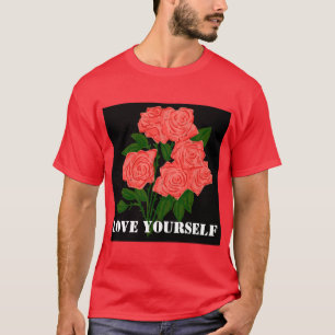 Camiseta Personalizado Ama Tu Mismo Texto Rojo Básico Camis