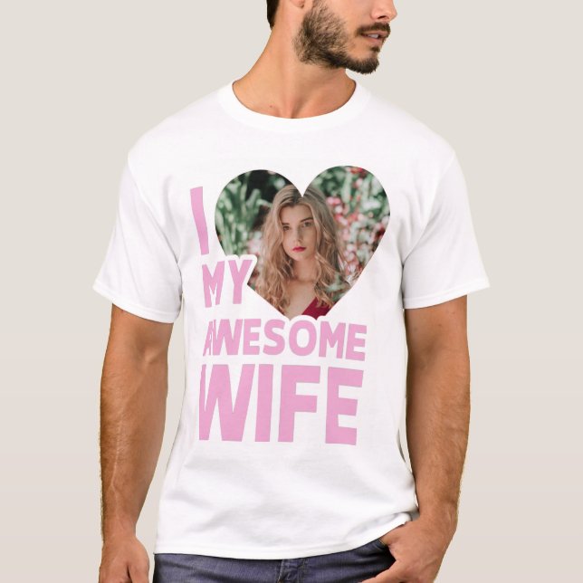 Camiseta Personalizado Amo A Mi Esposa Con Foto Personaliza (Anverso)
