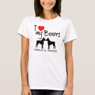 Camiseta Personalizado, amo a mis boxeadores