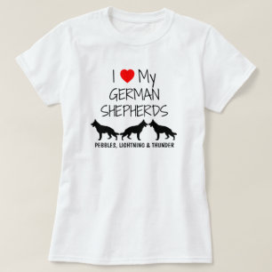 Camiseta Personalizado Amo A Mis Tres Pastores Alemanes