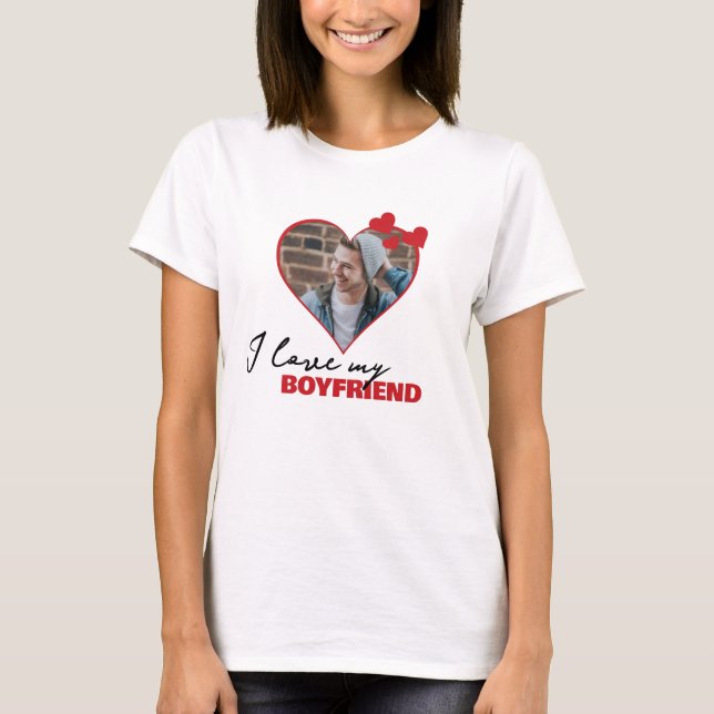 Camiseta Personalizado Amo mi foto de corazón de novio (Anverso)