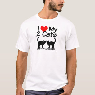 Camiseta Personalizado Amo Mi Silhouette De Dos Gatos