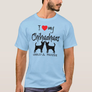 Camiseta Personalizado Amo Mis Dos Chihuahuas