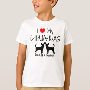 Camiseta Personalizado Amo Mis Dos Chihuahuas
