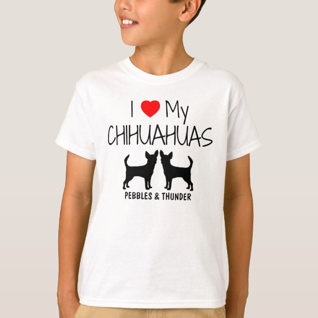 Camiseta Personalizado Amo Mis Dos Chihuahuas (Anverso)