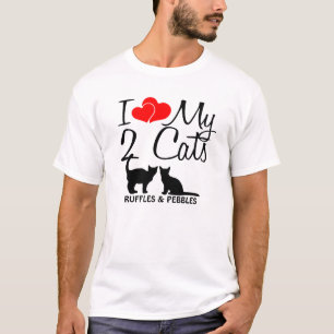 Camiseta Personalizado Amo Mis Dos Gatos