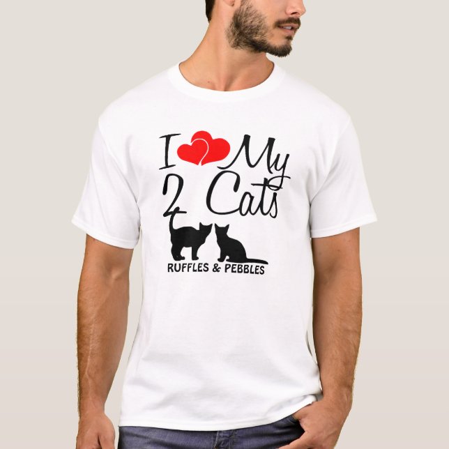 Camiseta Personalizado Amo Mis Dos Gatos (Anverso)