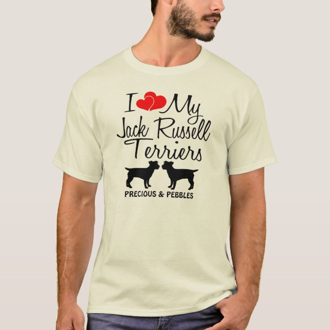 Camiseta Personalizado Amo Mis Dos Jack Russell Terriers (Anverso)