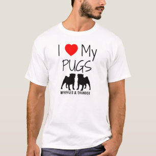 Camiseta Personalizado Amo Mis Dos Pugs